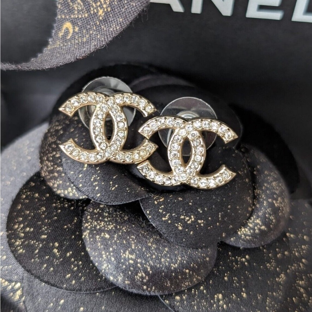 Chanel Gold Crystal Earrings